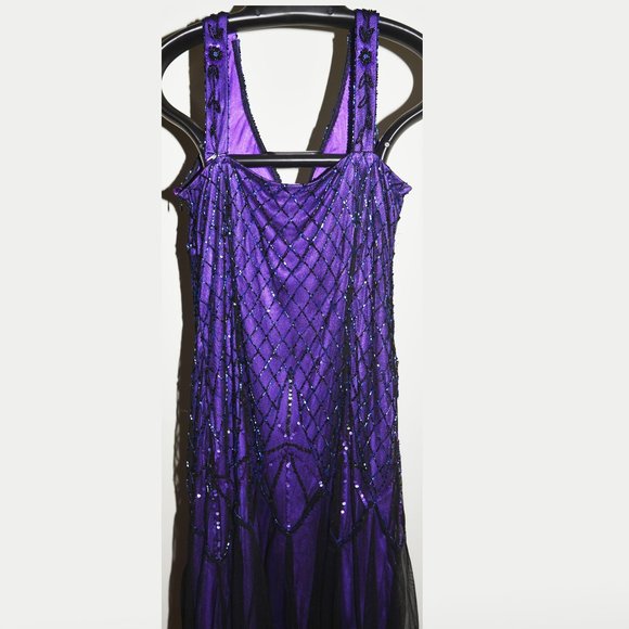 Marina: Beaded Midi Formal/Prom Dress with Tulle Hem - Picture 9 of 10